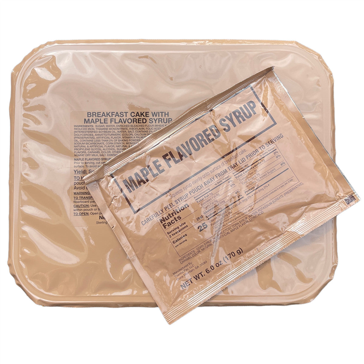 Military-Grade Breakfast Cake with Maple Syrup Tray Pack - Ready to Eat, 30 oz, 18 Servings