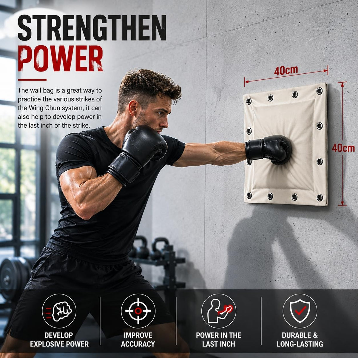 Wing Chun Dummy Wall Bag Martial Arts Training Equipment Punching Striking Pad