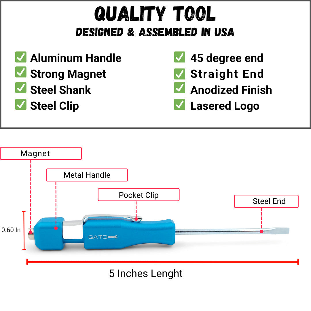 Mini Pry Bar Tool with Clip and Magnet - Pocket Screwdriver Set