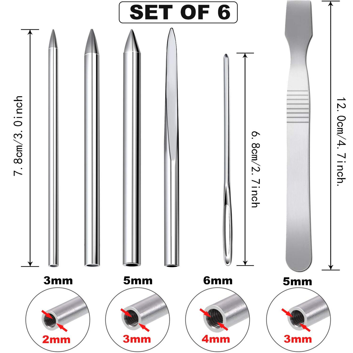Paracord Stitching Needles Set - 6 Sizes for DIY Paracord Projects