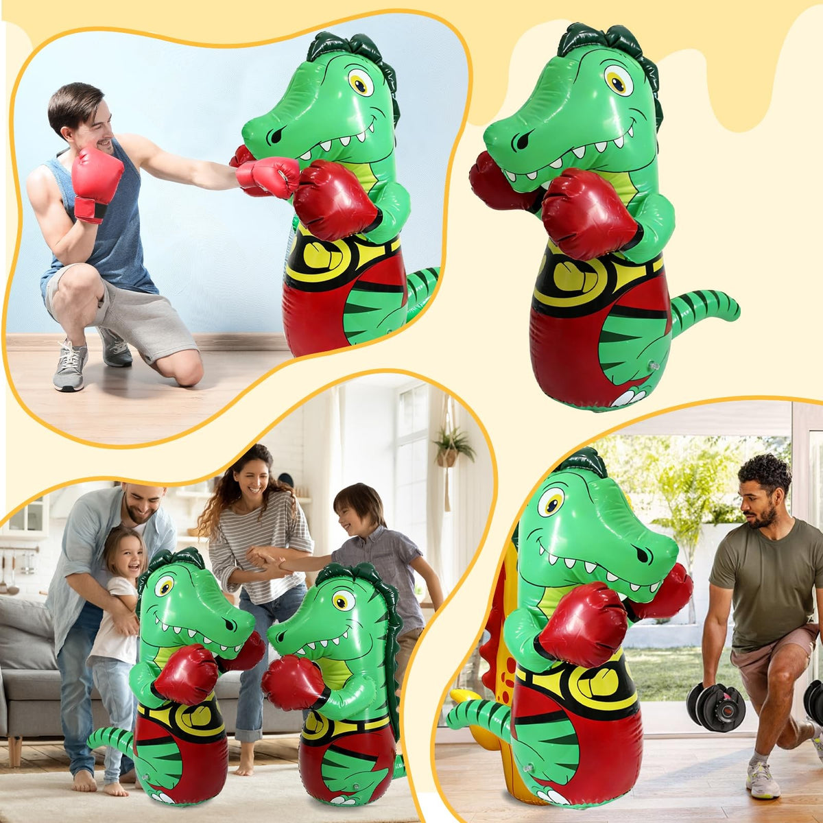 47-Inch Inflatable Dinosaur Punching Bag for Stress Relief and Fitness