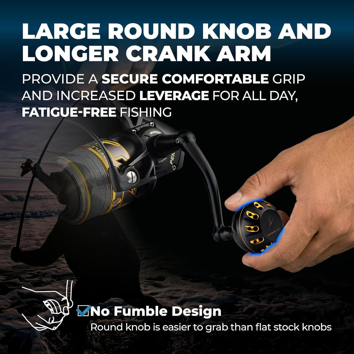 Fishing Reel Handle Extension 75mm Power Handle for Penn Battle III & IV