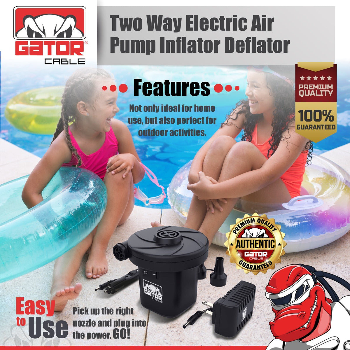 Portable Electric Air Pump for Inflatables Pool Mattress Boat Car