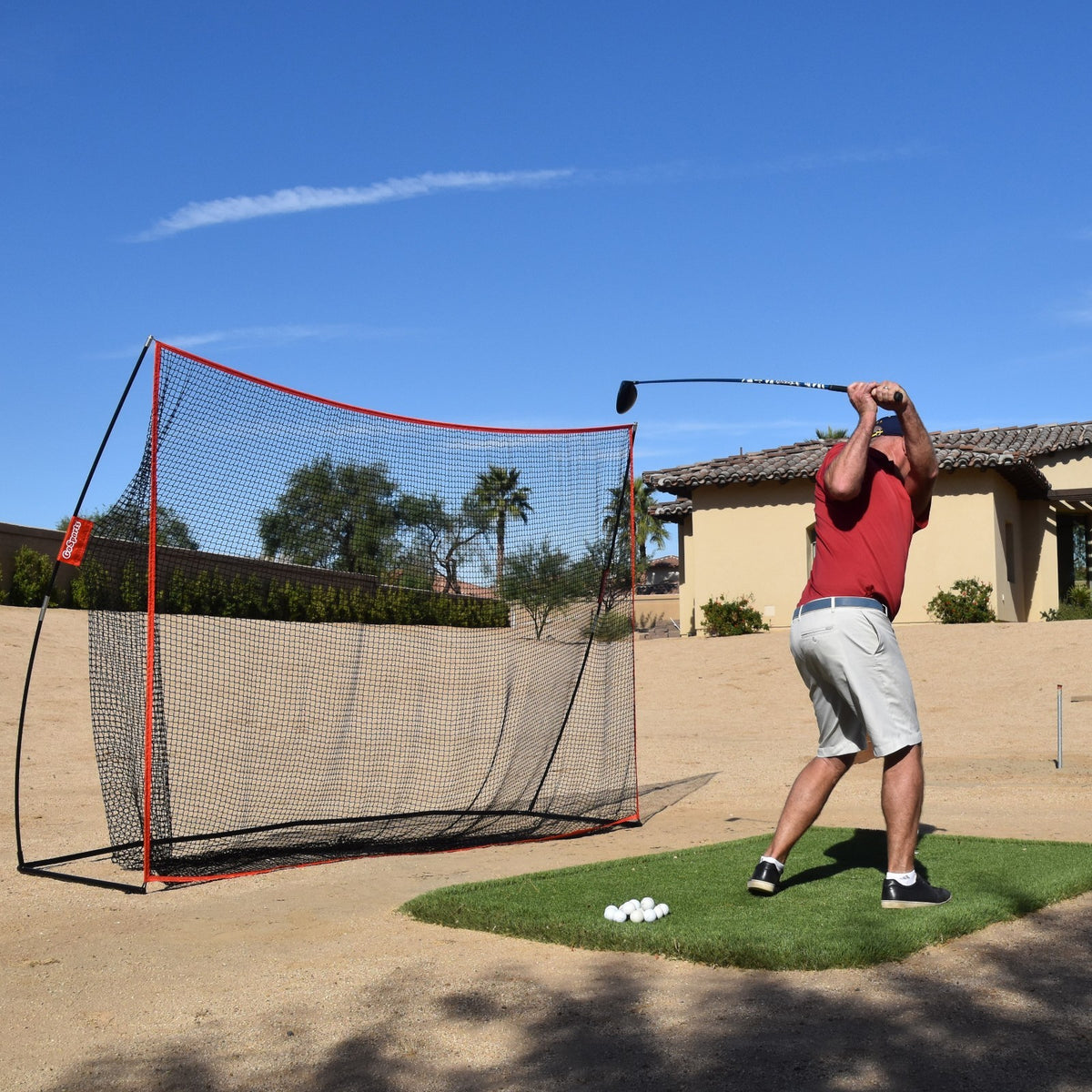 10' x 7' Golf Practice Net for Indoor Outdoor Swing Training with Ball Return