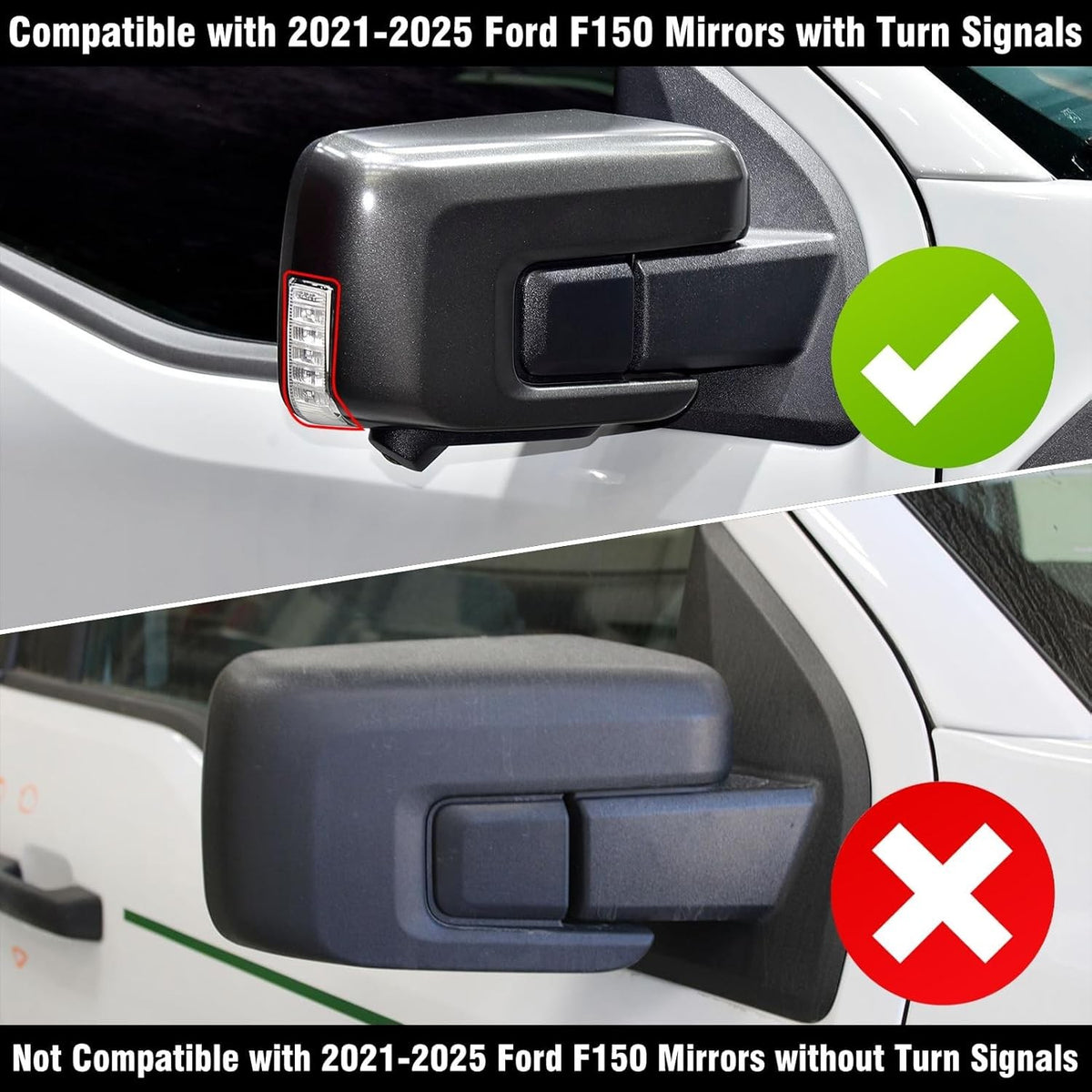 Ford F150 Right Side Mirror Cover Glossy Black Replacement 2021-2025