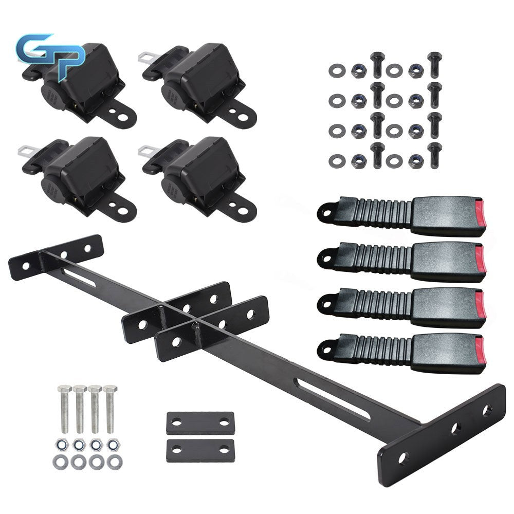 4 Retractable Golf Cart Seat Belts & Bracket Kit Universal Fit for EZGO Yamaha Club Car