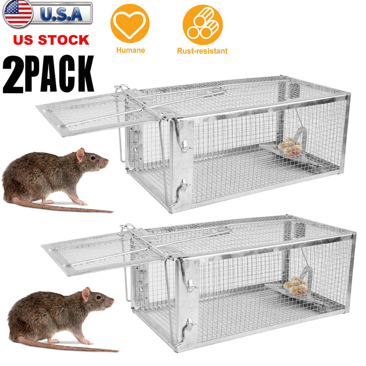 Humane Cage Trap for Squirrels Rodents Chipmunks Mice Raccoons - Humane Animal Catcher