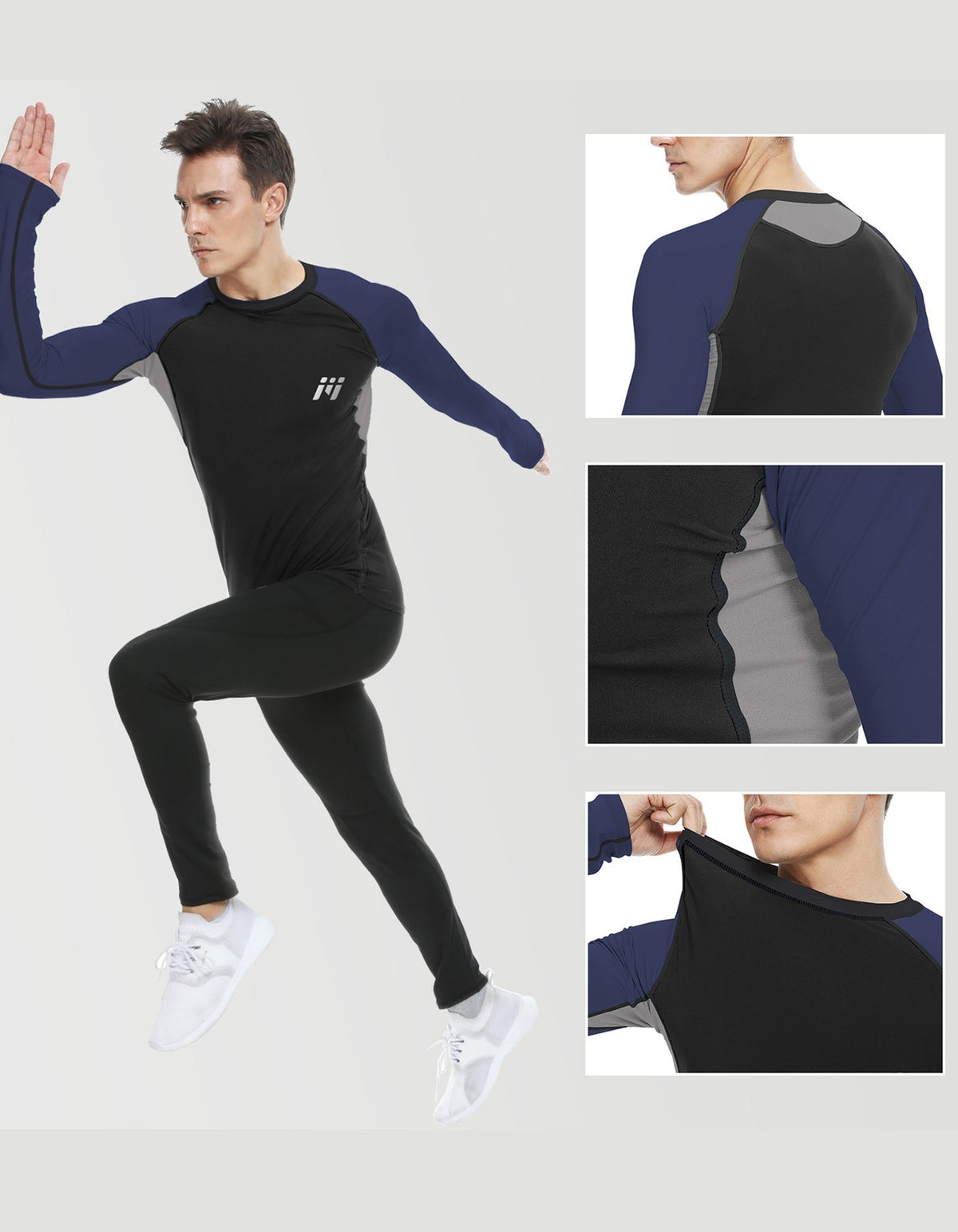 Men's Long Sleeve Compression Thermal Base Layer Top - Warm Winter Activewear