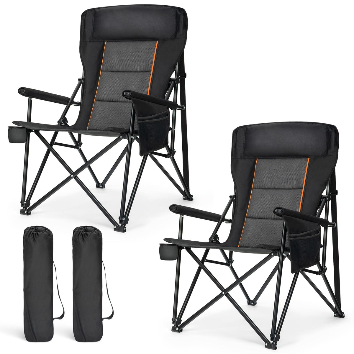 Heavy Duty Folding Camping Chair 500lbs Support Oversize High Back Portable Seat