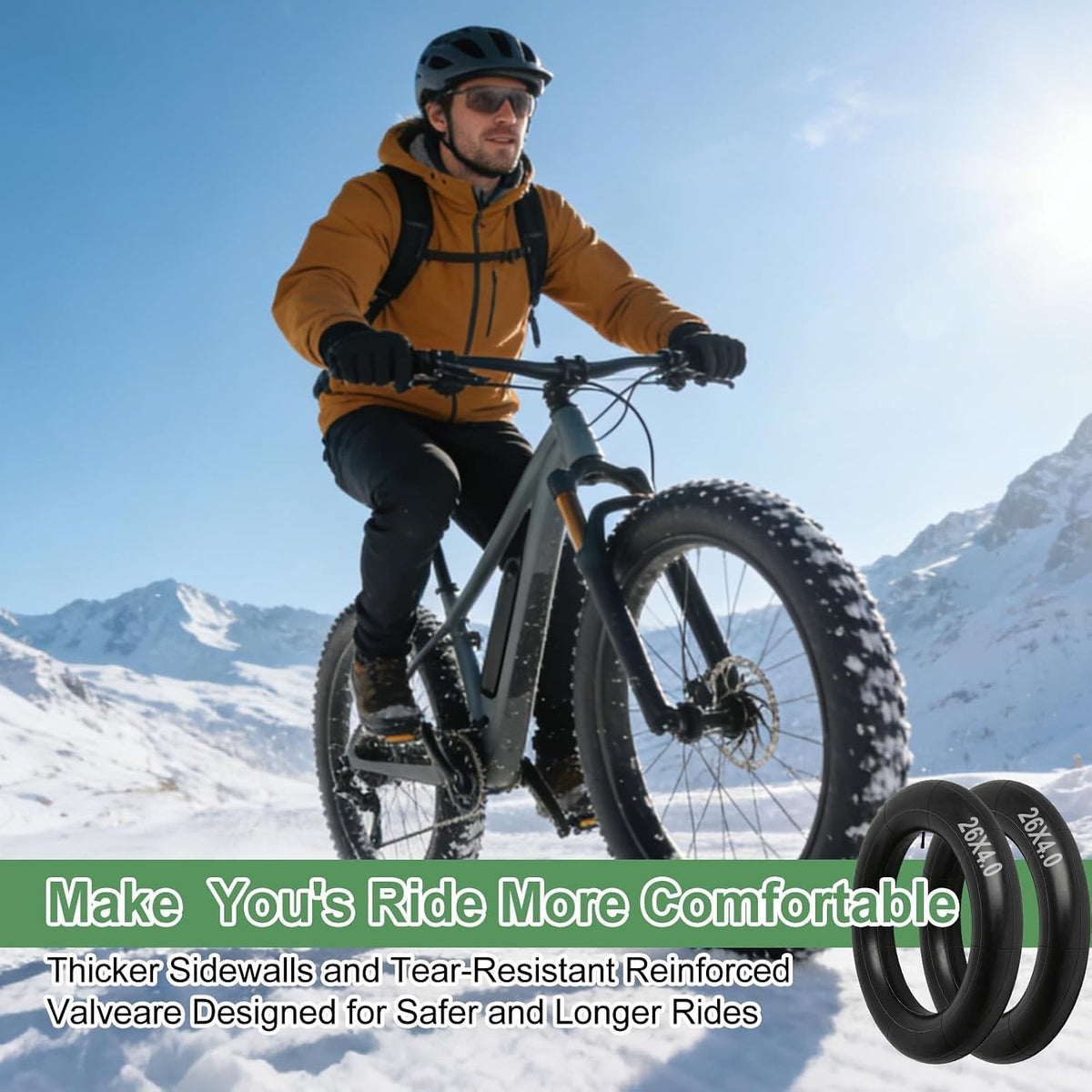 26x4.0 Fat Bike Inner Tube 2 Pack - Compatible with 26 Inch Fat Tires