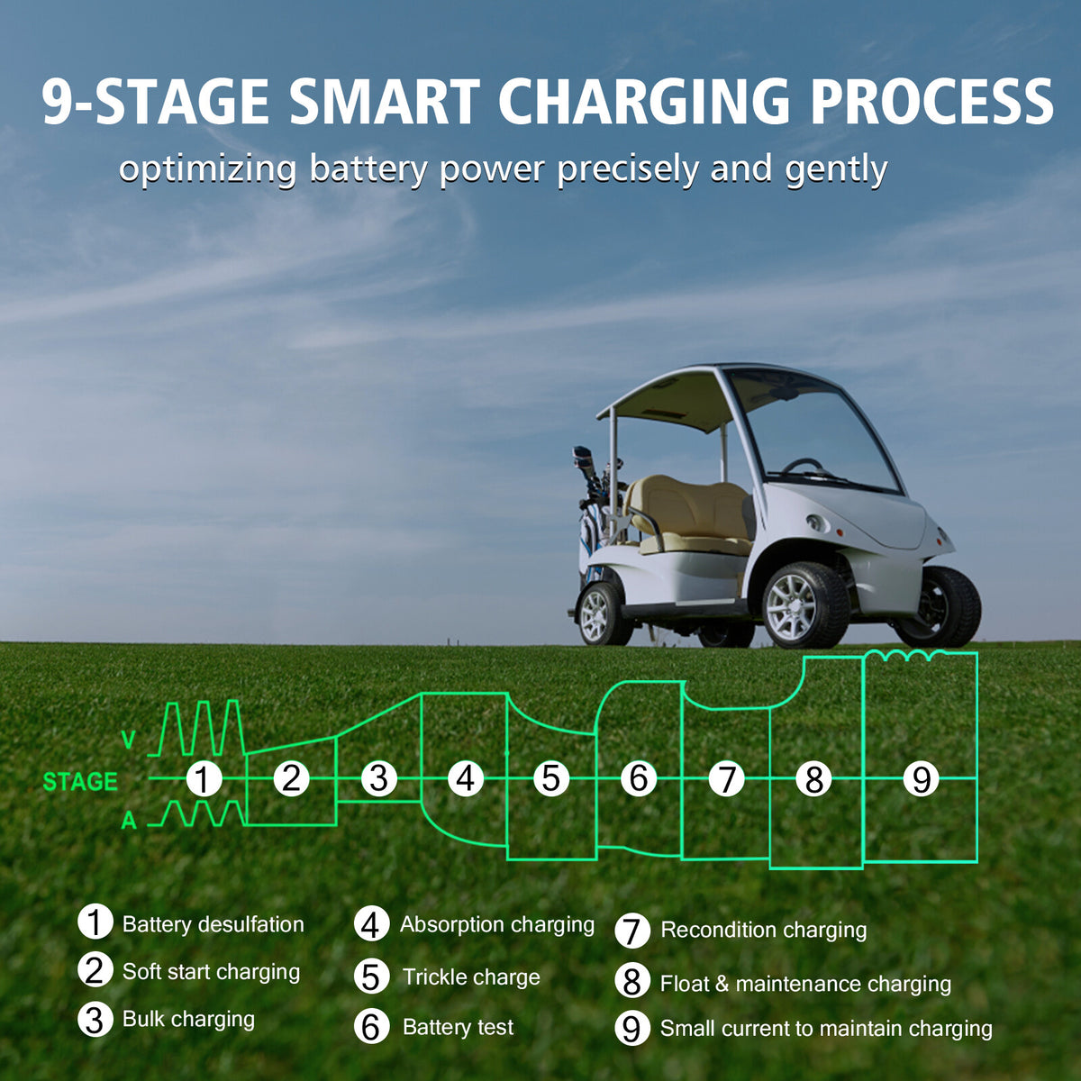 48V 13A Golf Cart Battery Charger for Yamaha G29 - Fast, Intelligent Power Supply