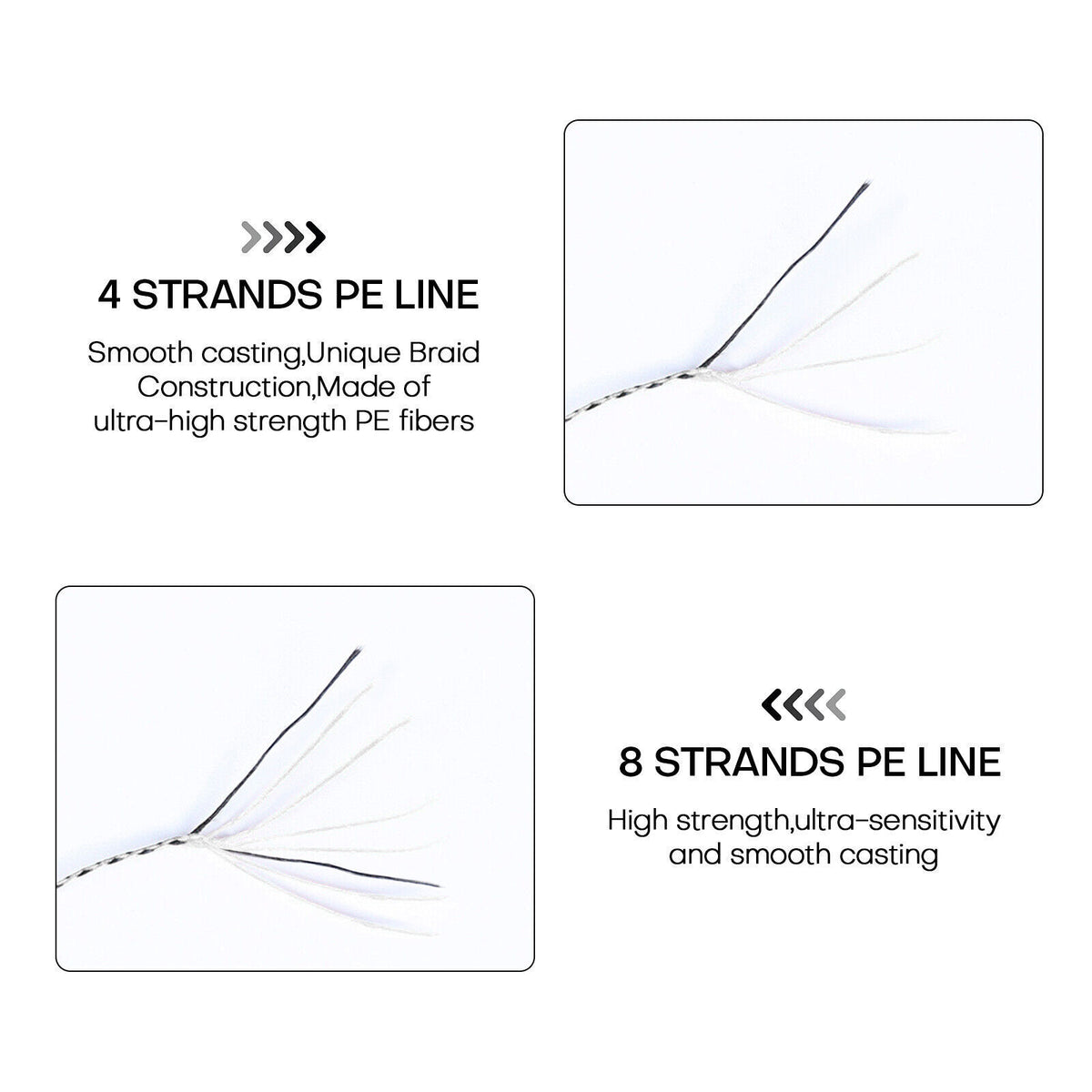 Braided Fishing Line 328 Yards Strong Abrasion-Resistant 4/8 Strands, Multiple Weights & Colors