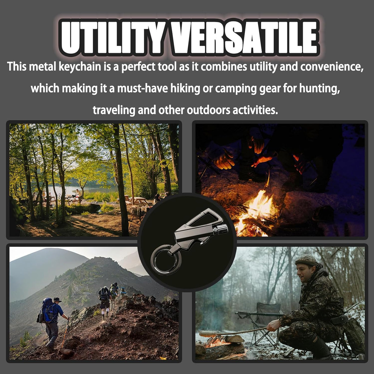 Portable Windproof Match Lighter with Keychain Bottle Opener - Outdoor Survival Tool