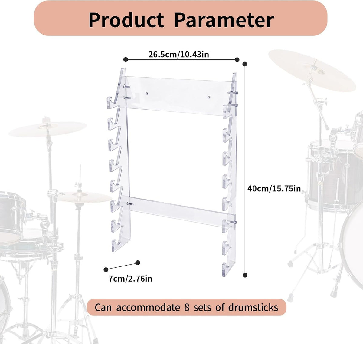 Acrylic Drum Stick Holder Wall Mount Display Storage Organizer