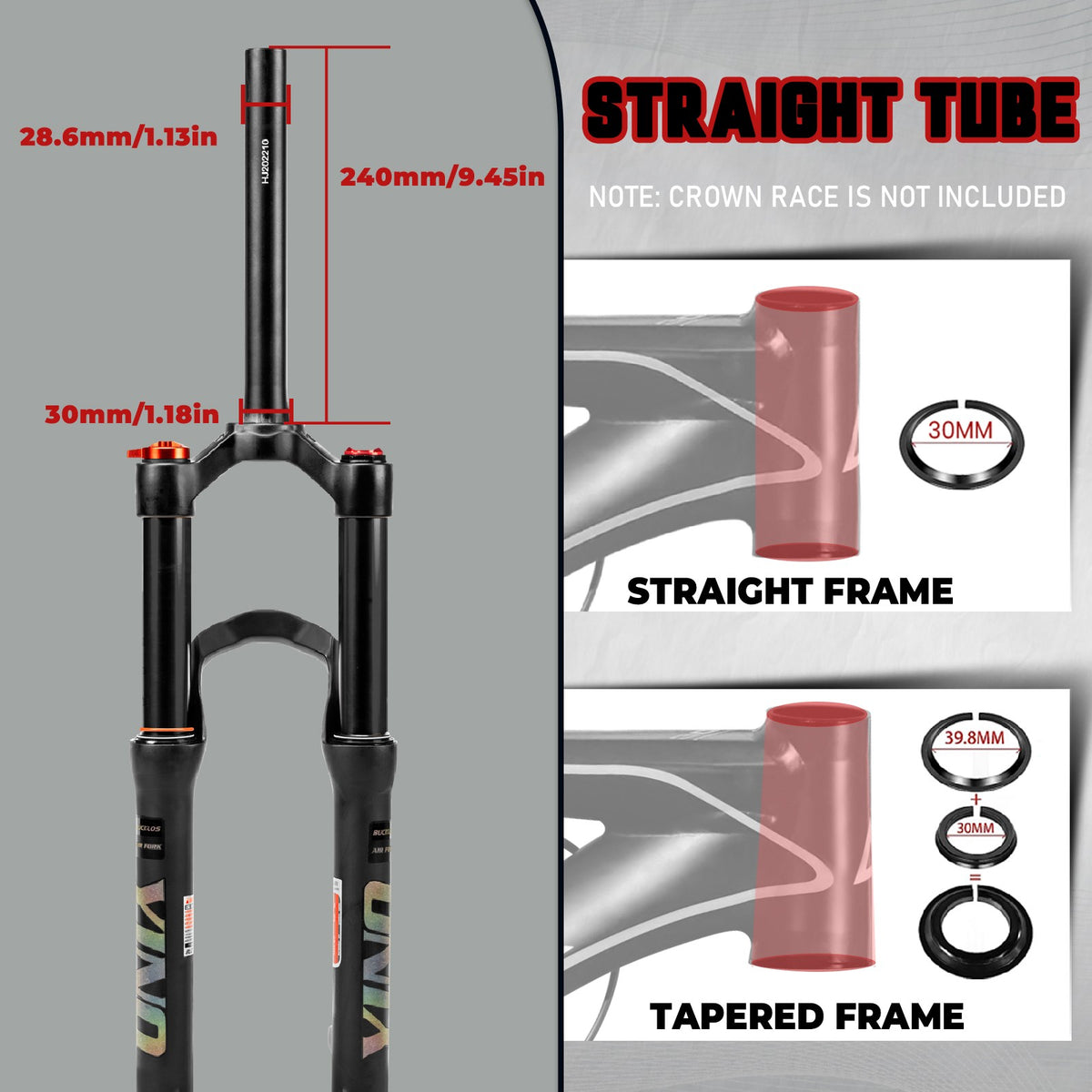 Kids 24-Inch MTB Suspension Fork Air Spring Disc Brake QR Lockout