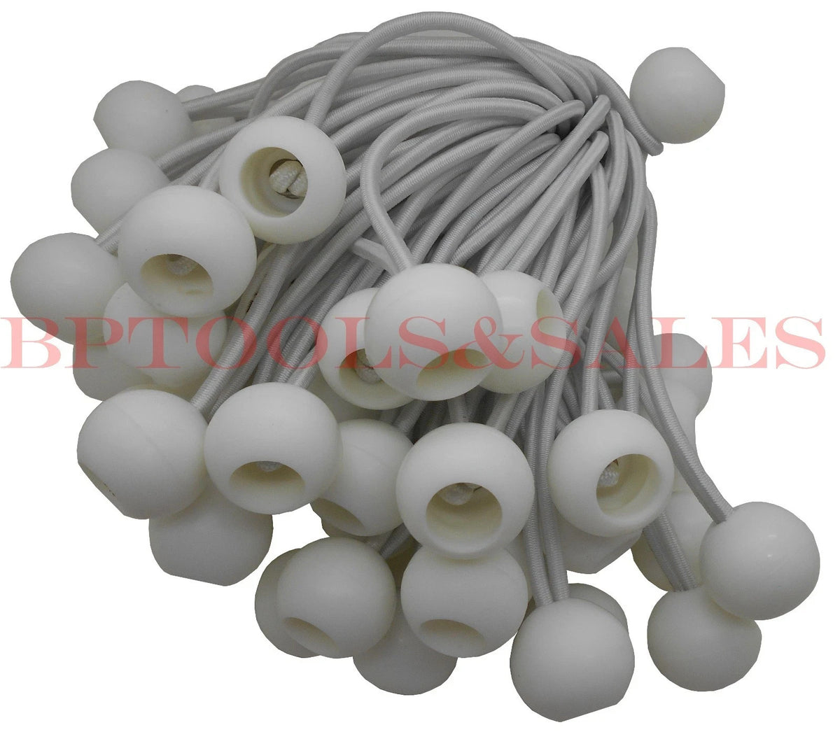 Heavy Duty 6-Inch White Bungee Cord Tie Down Straps - 100 Pack