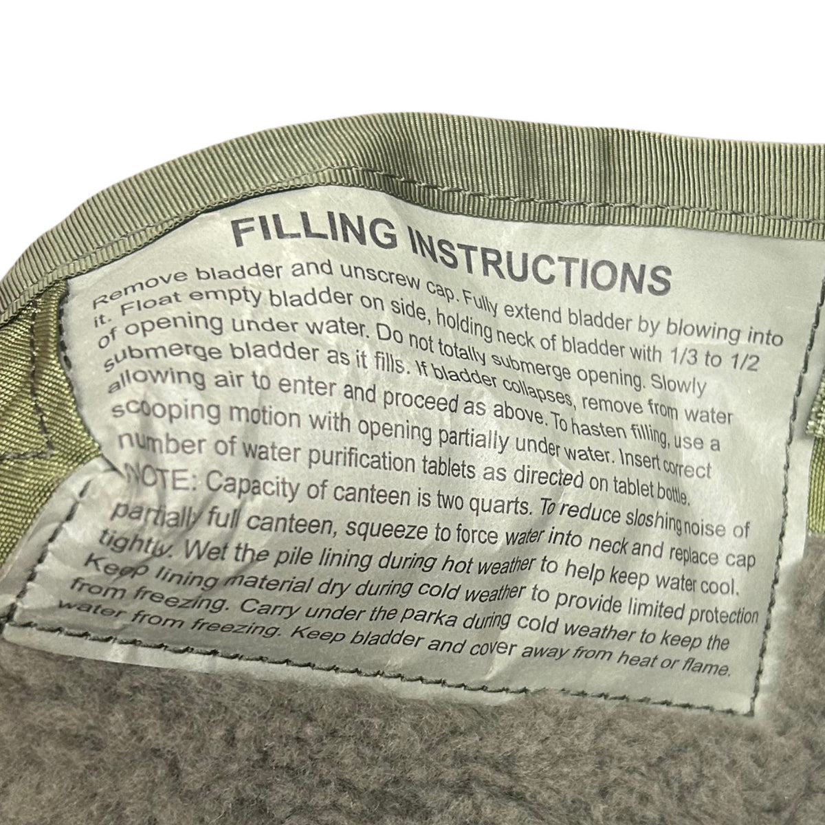 2 Quart Military Canteen Cover with Insulation and Shoulder Strap