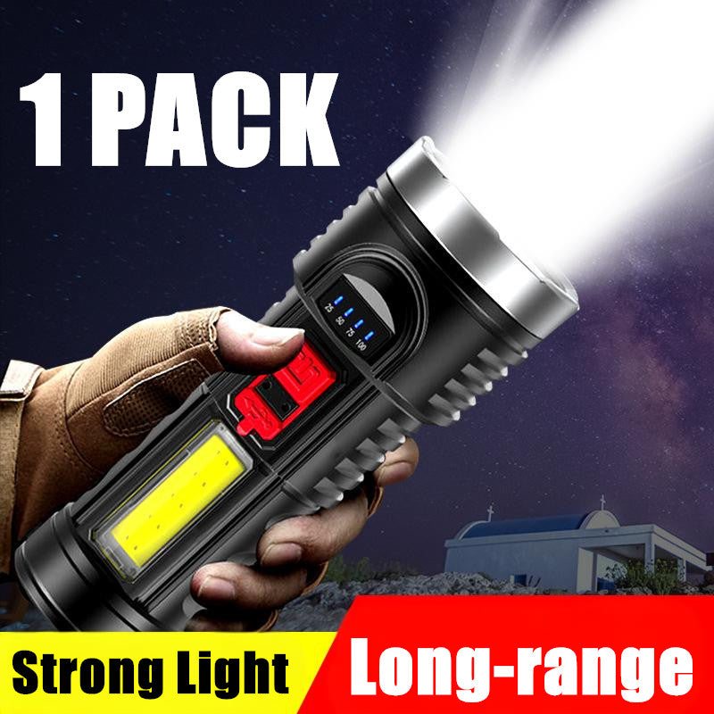 Rechargeable LED Tactical Flashlight with 4 Modes, Waterproof, 1200mAh Battery