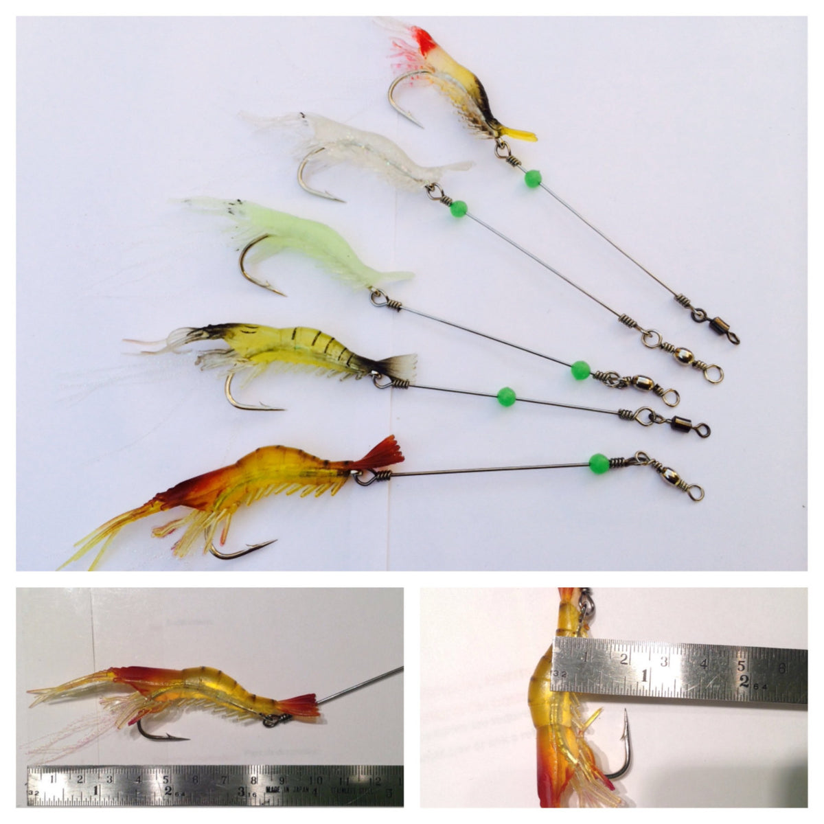Giant Live Shrimp Fishing Lure Set with Hooks - 4 Inch Soft Silicone Baits for Bass