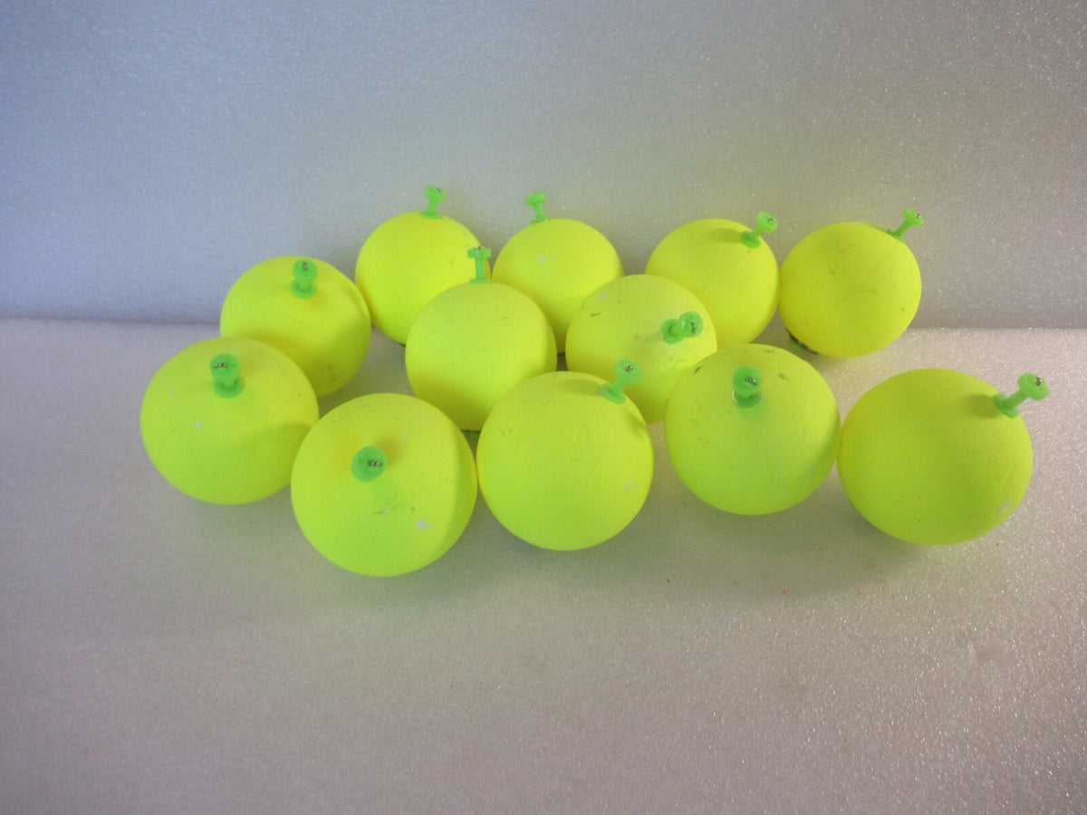 12 Pack 2-Inch Round Foam Fishing Floats - Weighted Snap-On Bobs