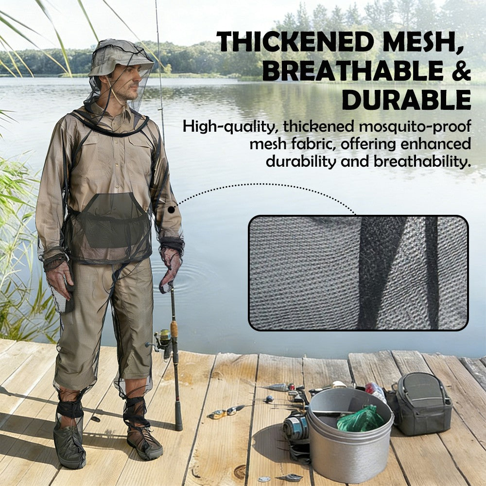 Unisex Mosquito Net Suit with Hood for Outdoor Camping Hiking Protection