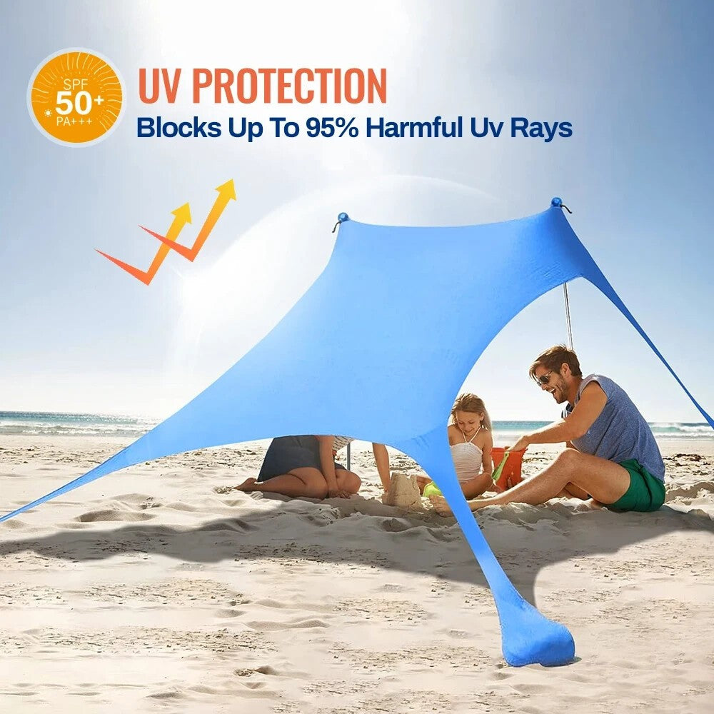 Portable Beach Tent Sun Shade Canopy UPF 50+ with Sandbags, Lightweight Outdoor Shelter
