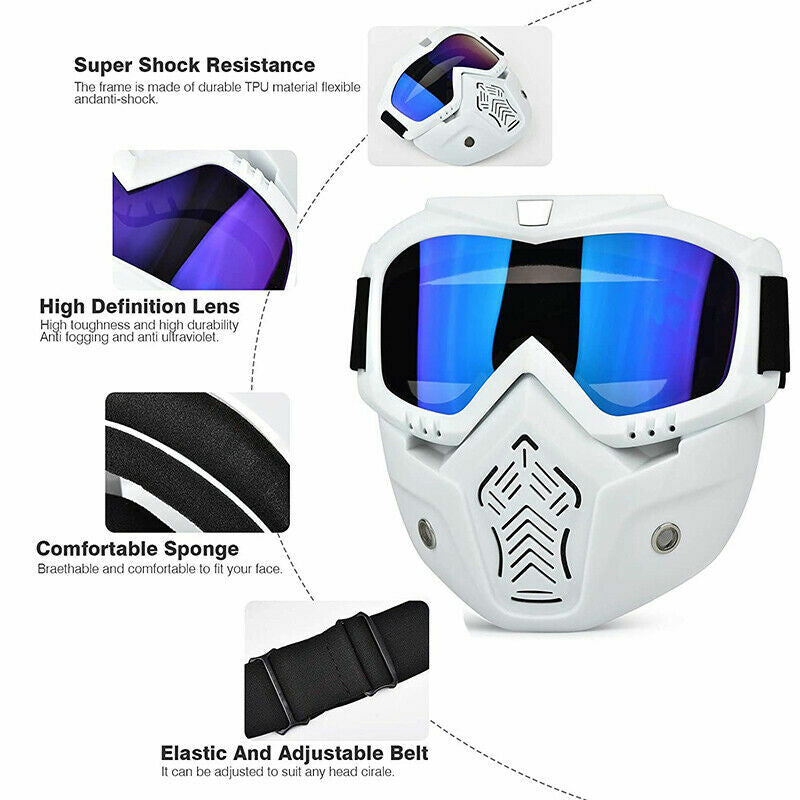 Protective Safety Goggles with Detachable Face Mask Anti-Scratch Work Glasses