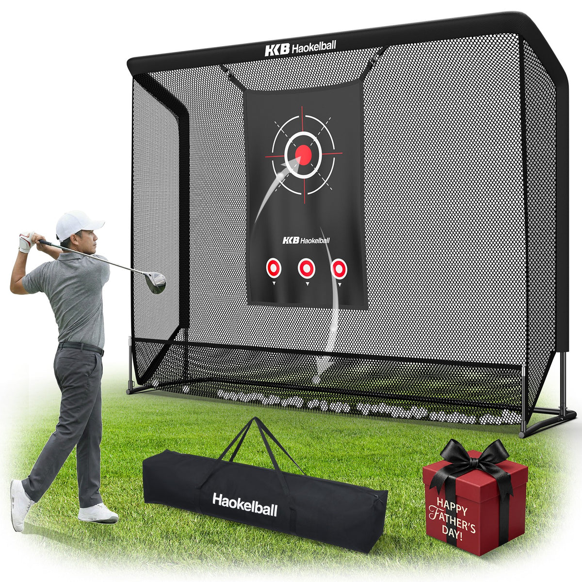 Golf Practice Net with Large Ball Collection and Noise-Reducing Target Cloth - Heavy Duty Backyard Hitting Net