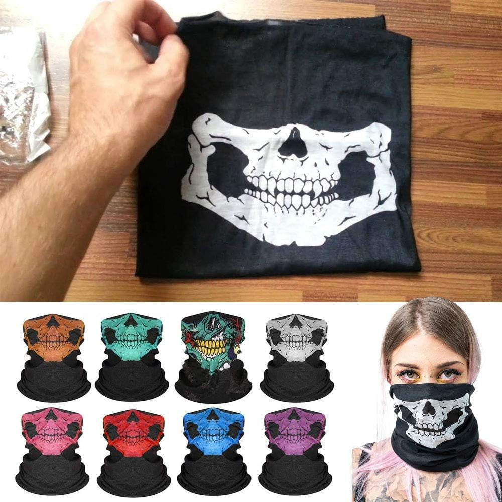 8 Pcs Skull Face Mask Balaclava Ghost Bandana for Motorcycle Biking & Outdoor Sports