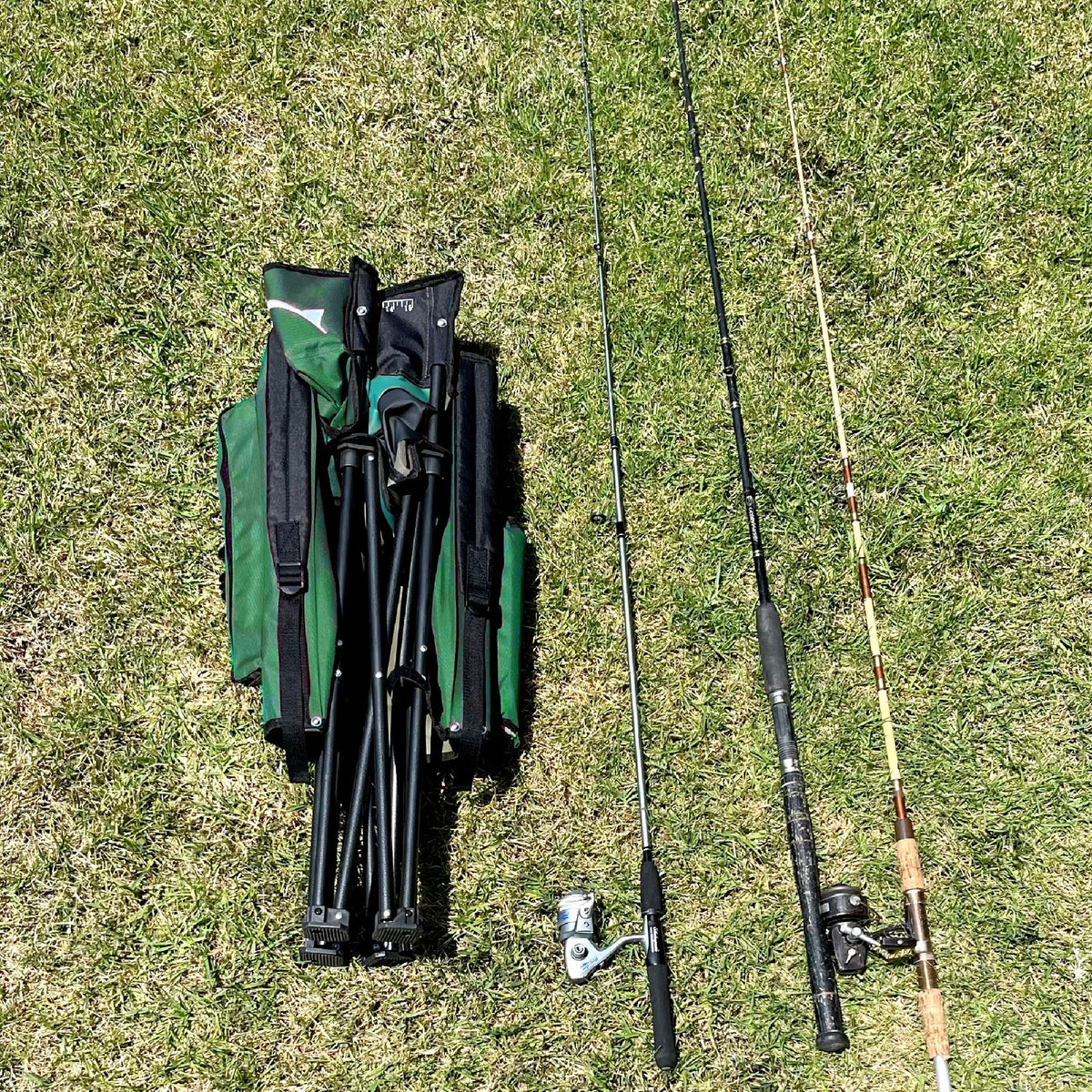 Portable Folding Fishing Chair with Rod Holder, Cooler & Ruler