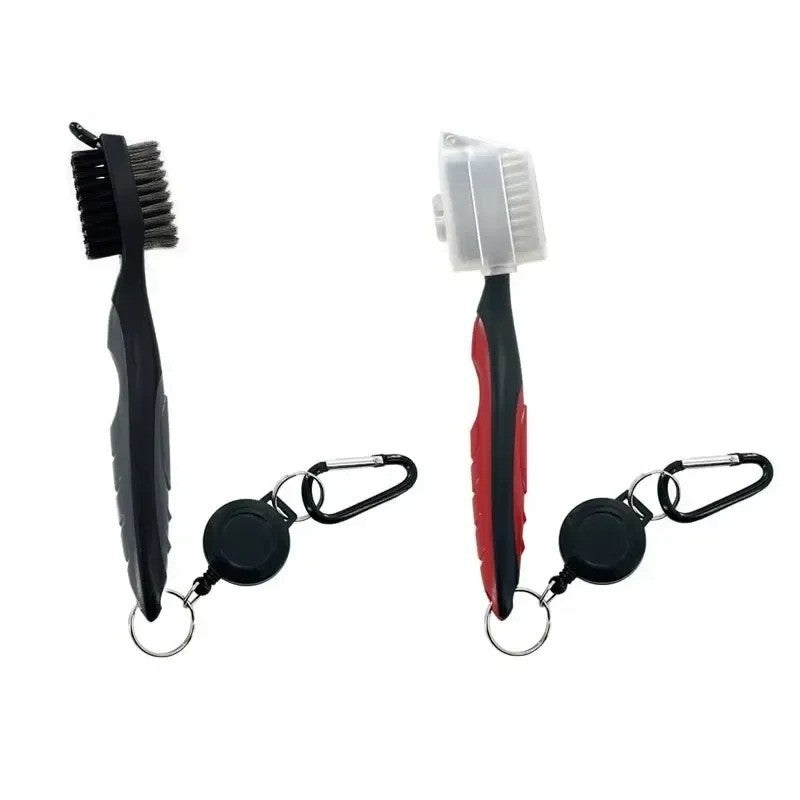 Golf Club Groove Cleaner Brush Kit with Retractable Cord and Spike