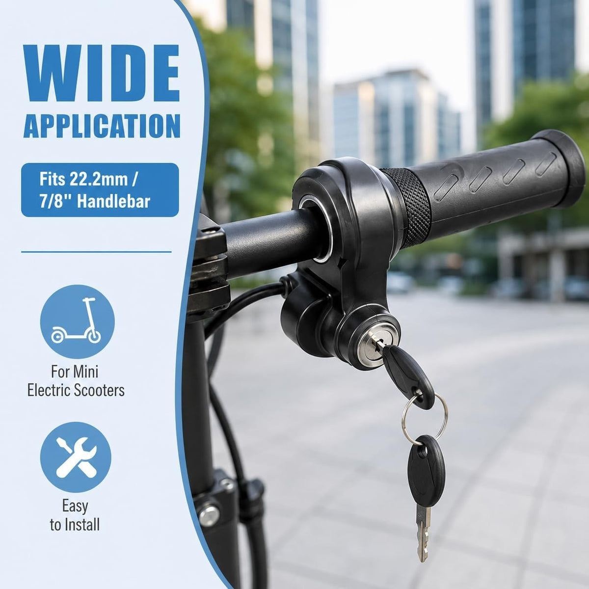 Universal 22mm E-Bike Throttle with 2 Keys Waterproof Handlebar Control