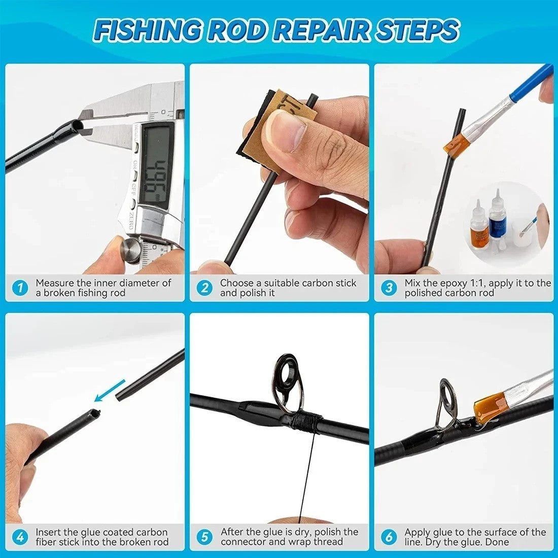 Carbon Fiber Rod Repair Kit for Fishing Poles - High-Strength Reinforcement