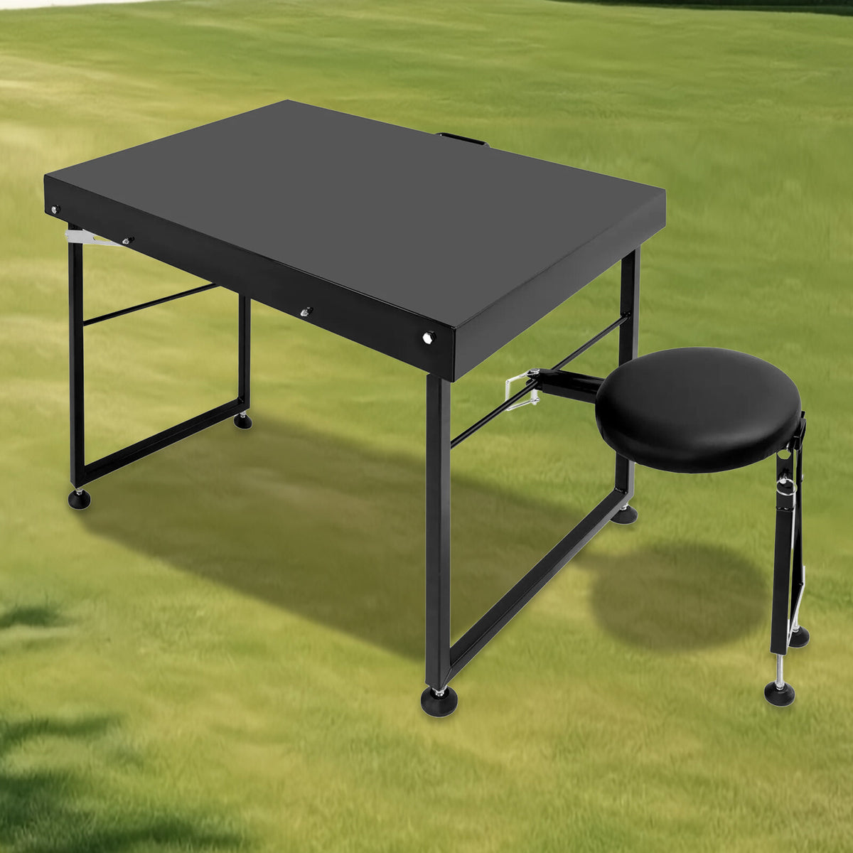Portable Adjustable Shooting Table with Padded Seat for Outdoor Hunting