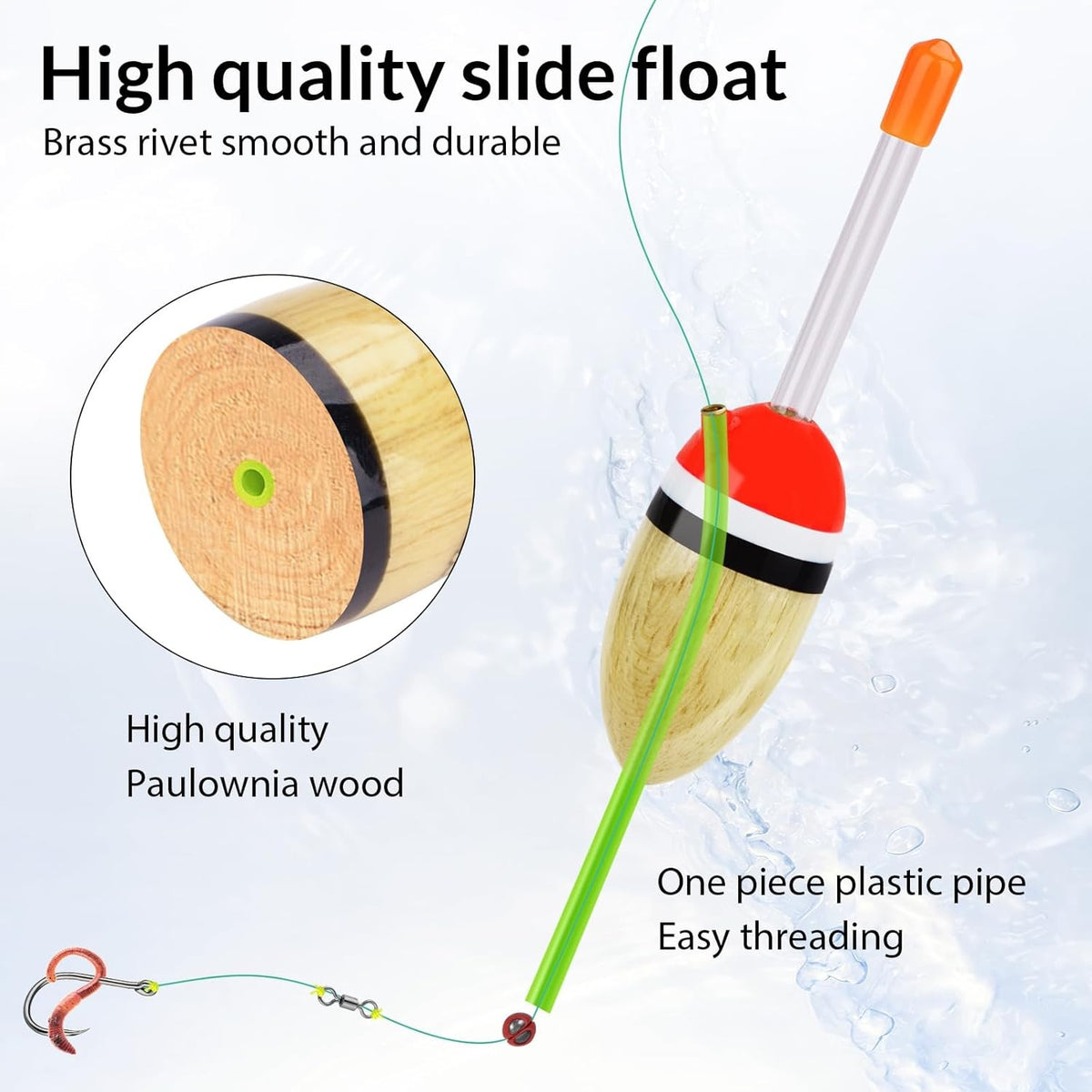 Lighted Fishing Floats Set with Glow Sticks for Night Fishing - 5 Pcs