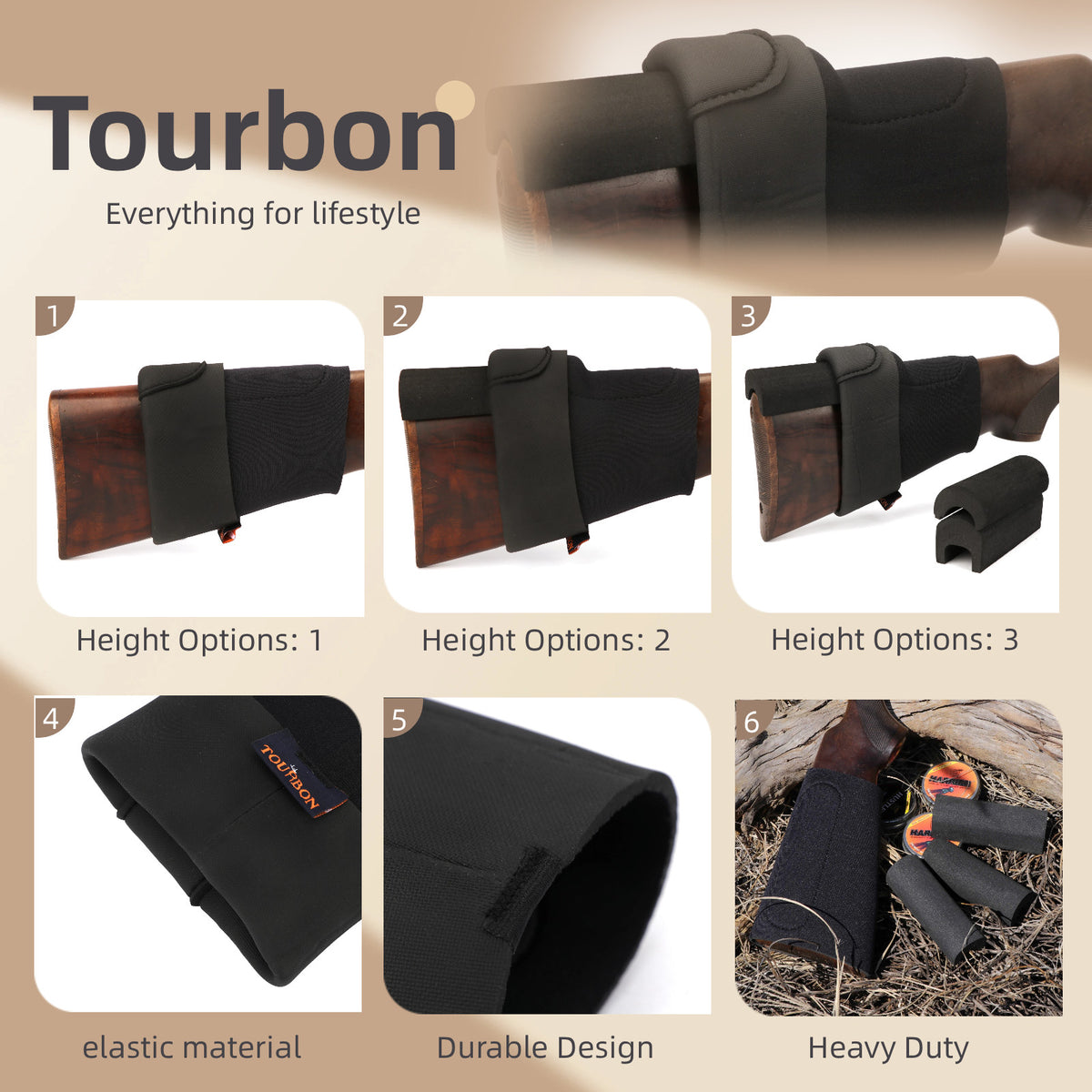 Hunting Cheek Riser Kit with Foam Pads & Neoprene Sleeve for Alignment