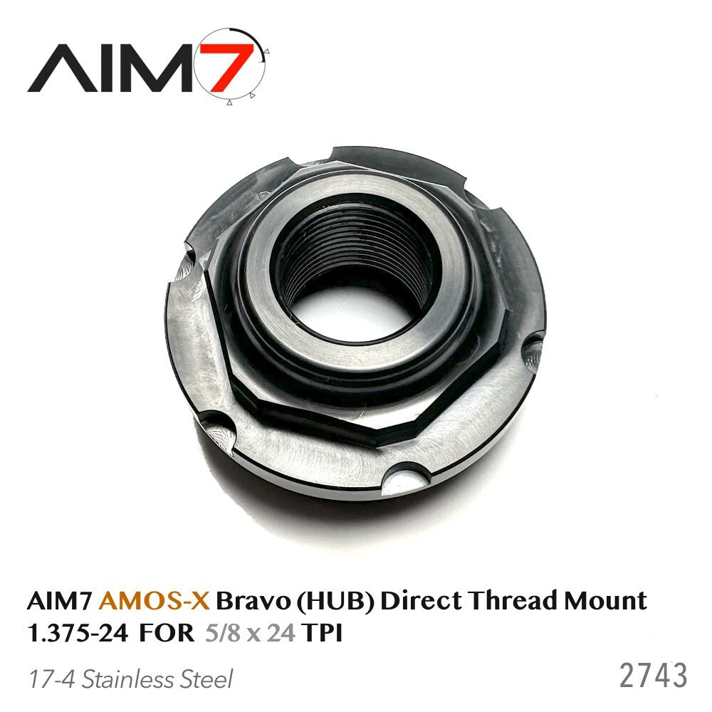 Aim7 AMOS Threaded Mount Adapter 1.375x24 to 5/8x24 Steel for Rifles