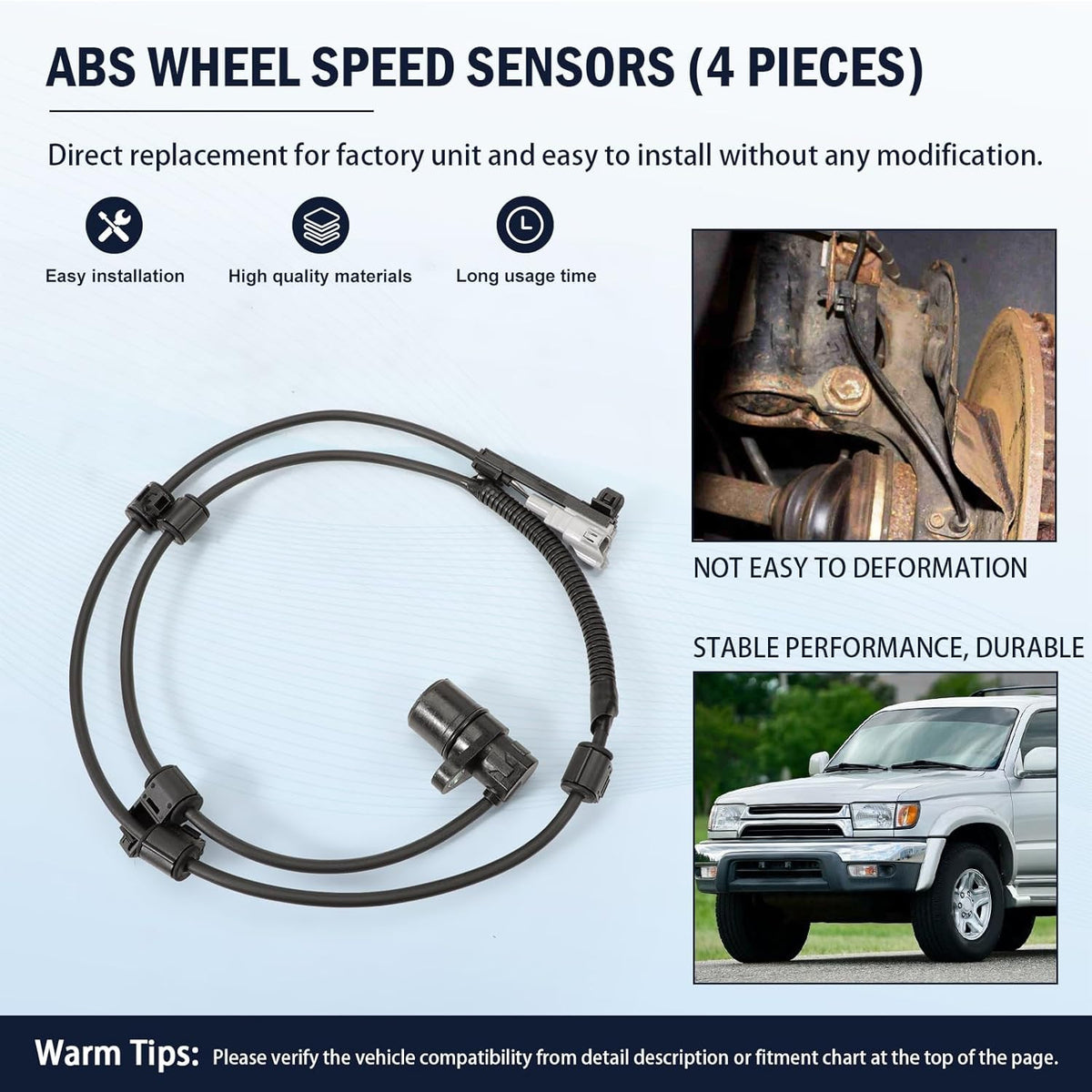 Automotive ABS Wheel Speed Sensor Set for 1996-2002 Toyota 4Runner & Tacoma