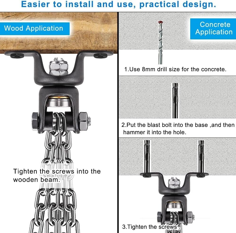 Heavy Duty Boxing Bag Chain 800lb Capacity - Rust-Resistant, Easy Install