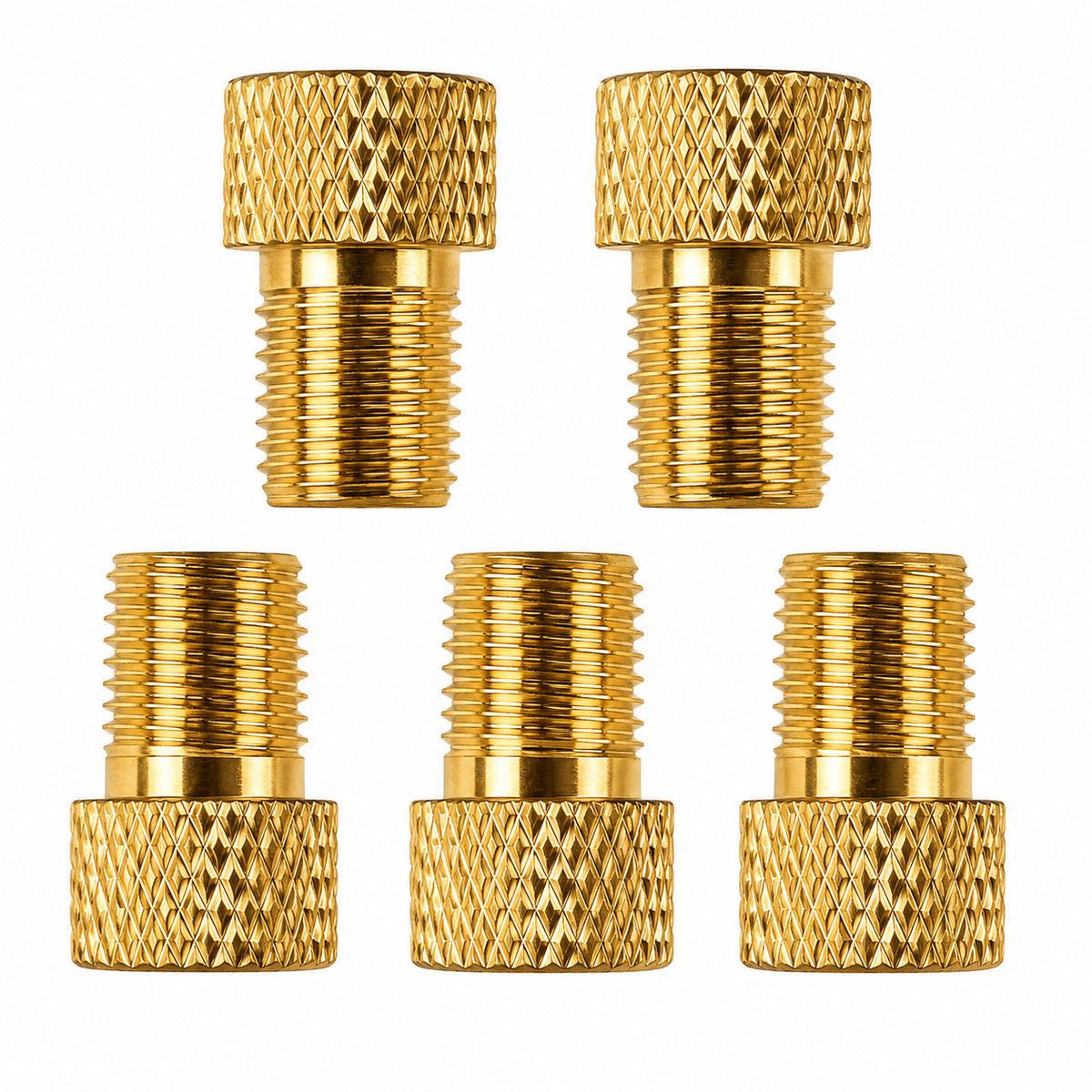 Presta to Schrader Valve Adapter Brass Bicycle Tire Pump Converter - Pack of 2 or 5