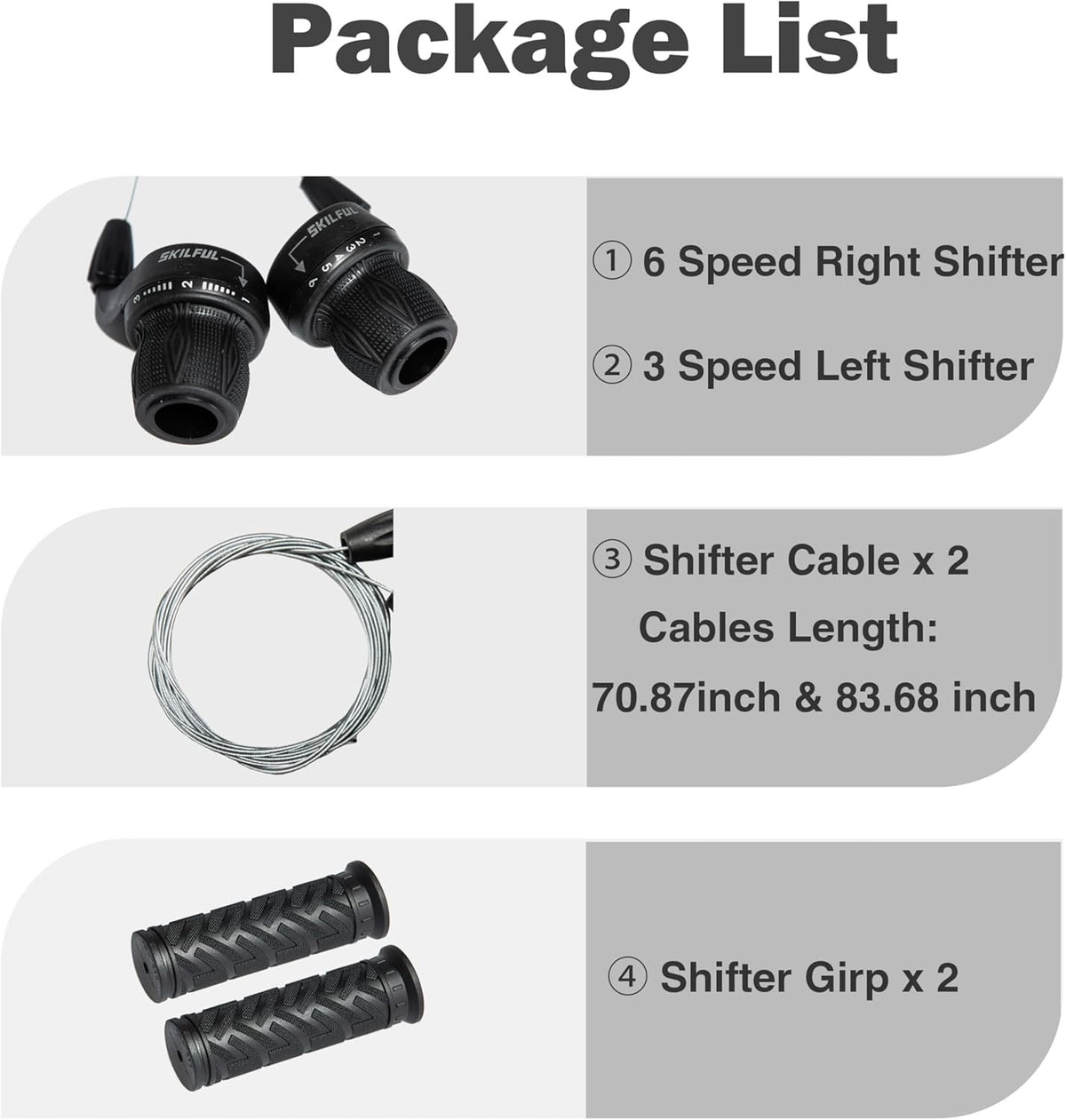 18 Speed Bicycle Twist Shifter Set with Handlebar Grips for Mountain & Commuter Bikes