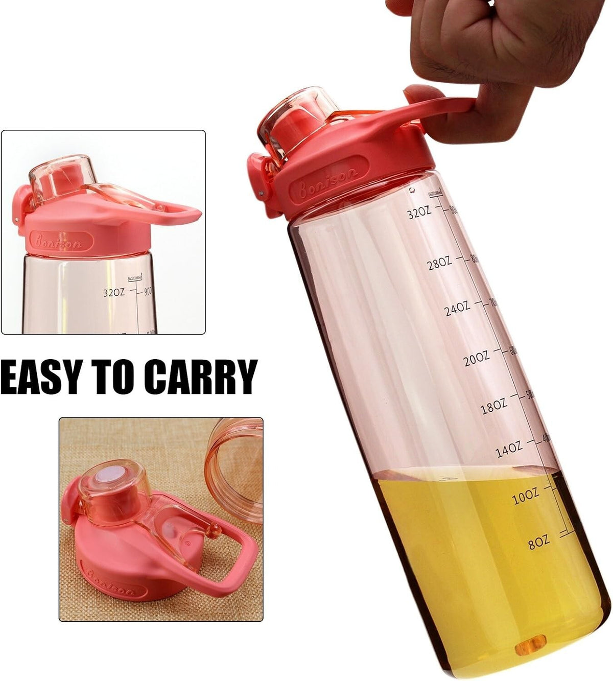 36 OZ Leak Proof BPA Free Wide Mouth Sports Water Bottle with Flip Top Lid and Handle