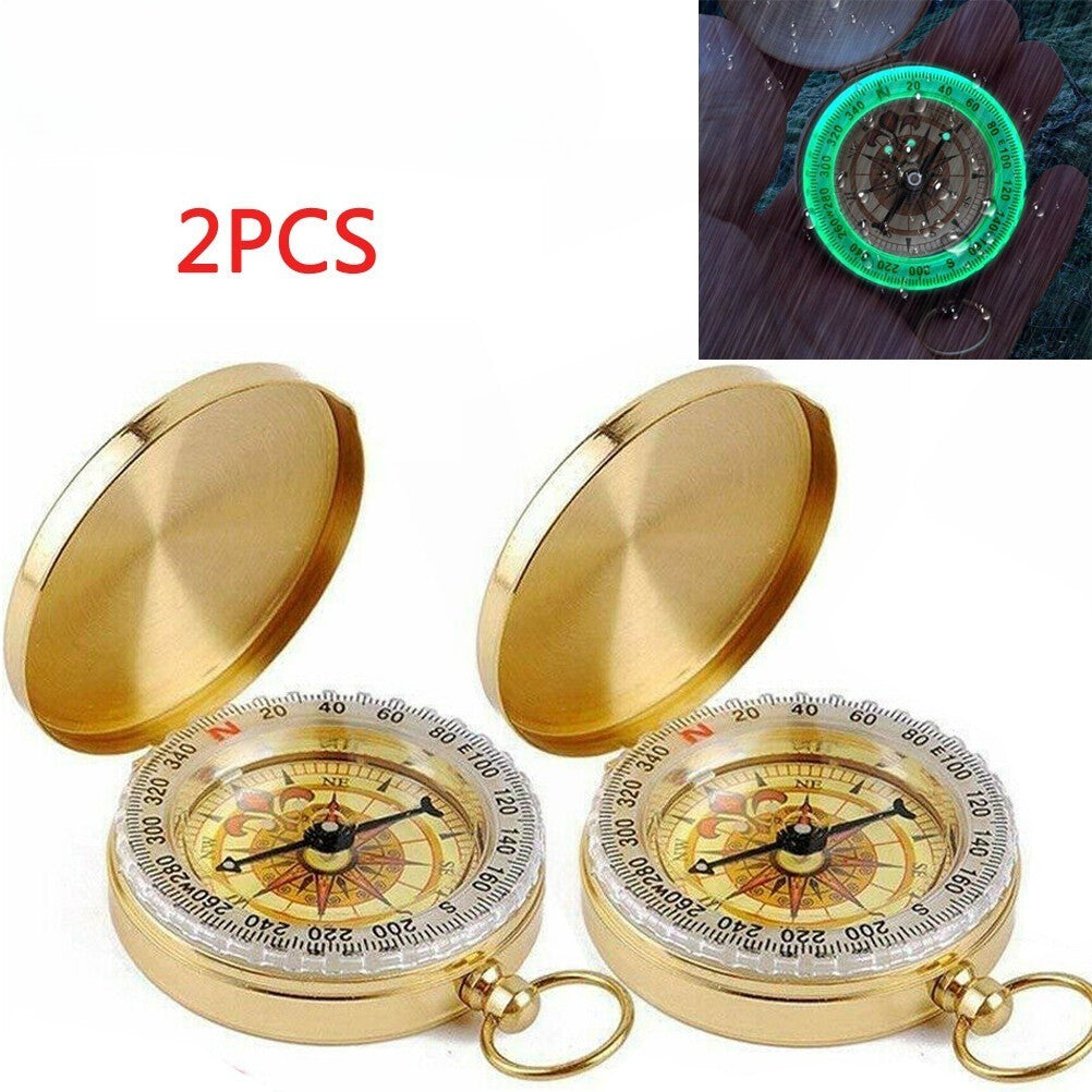 Portable Brass Compass Keychain for Camping Hiking Outdoor Navigation