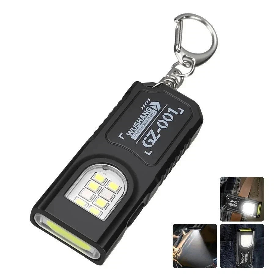 Mini LED Keychain Flashlight USB Rechargeable Waterproof EDC Torch SOS Light