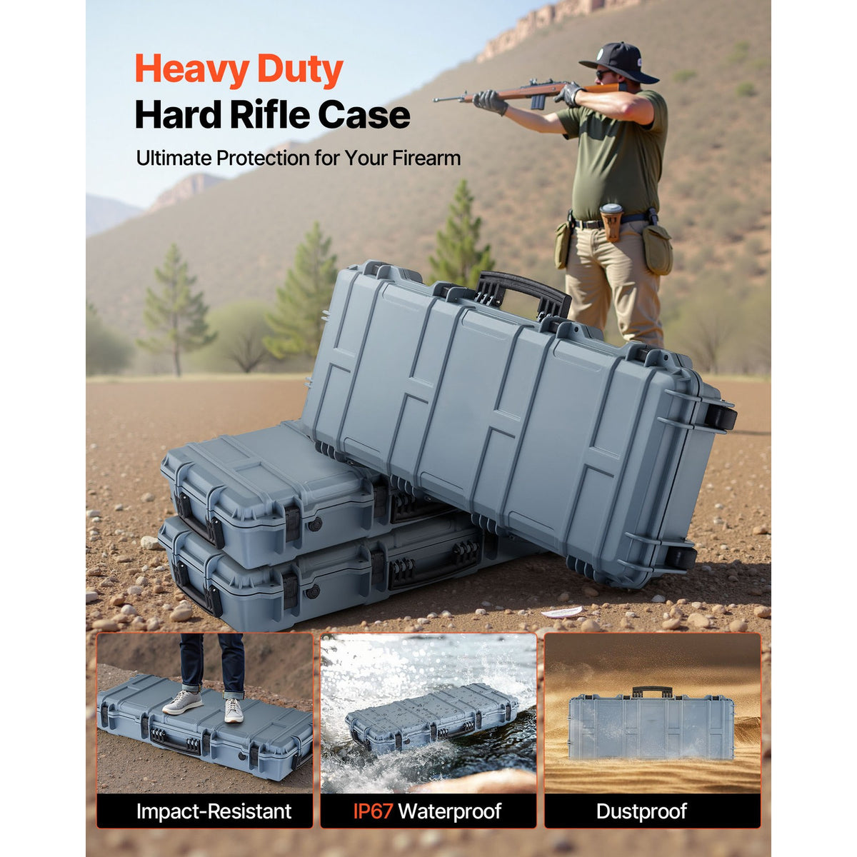 Waterproof Rifle Case with Custom Foam Insert - Durable Gun Storage