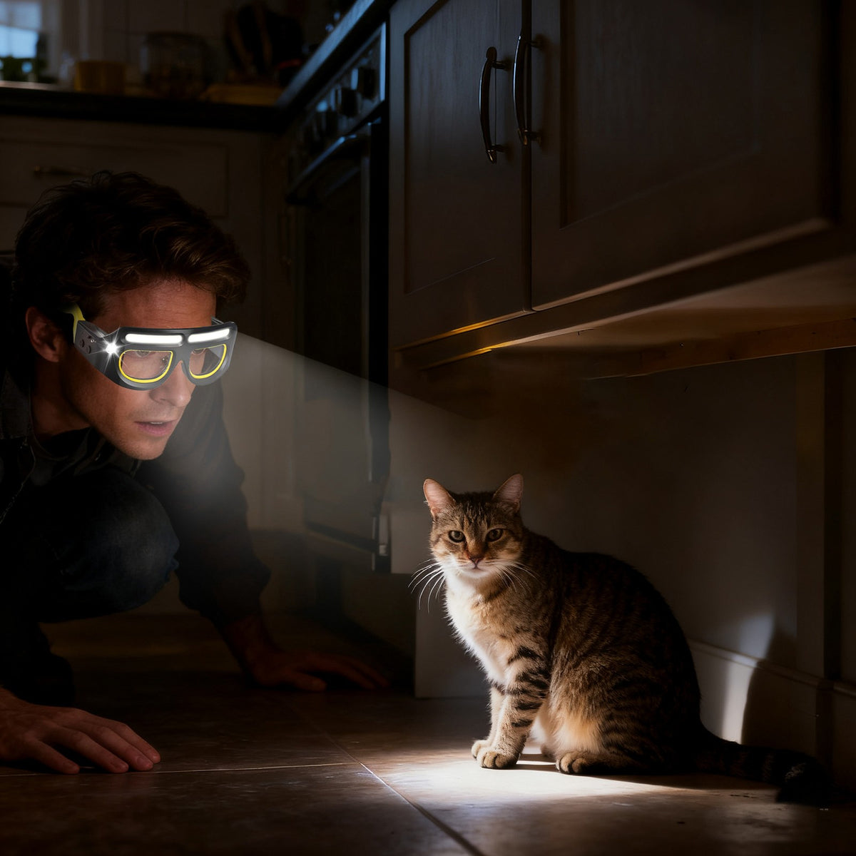 LED Safety Glasses with 5 Light Modes for Cycling Work and Outdoor Use