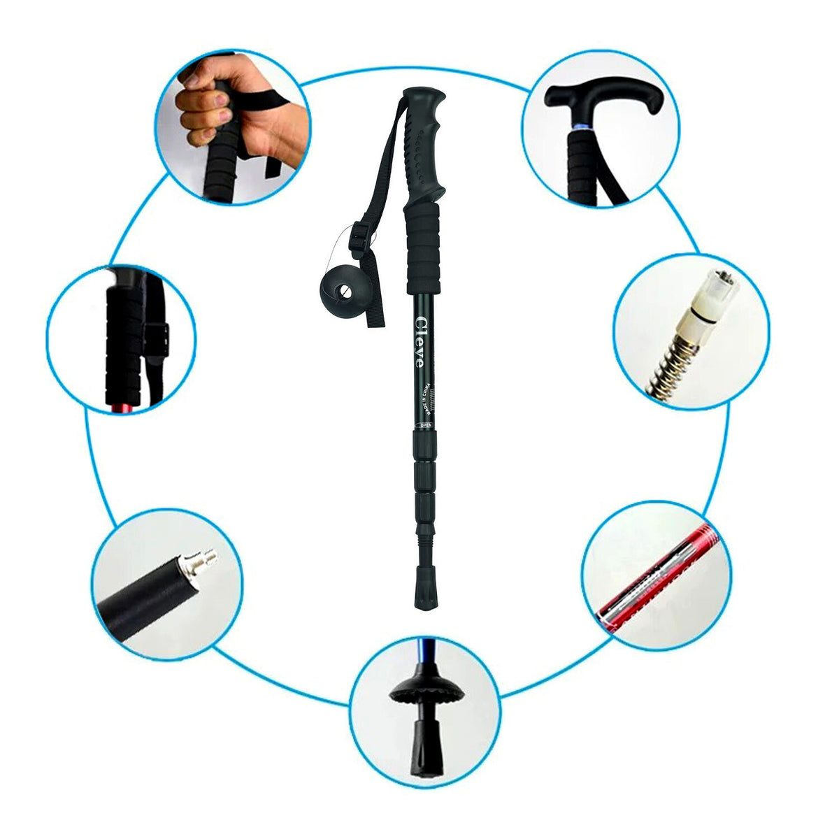 Adjustable Anti-Shock Hiking Poles - Lightweight Trekking Sticks for Outdoor Trails