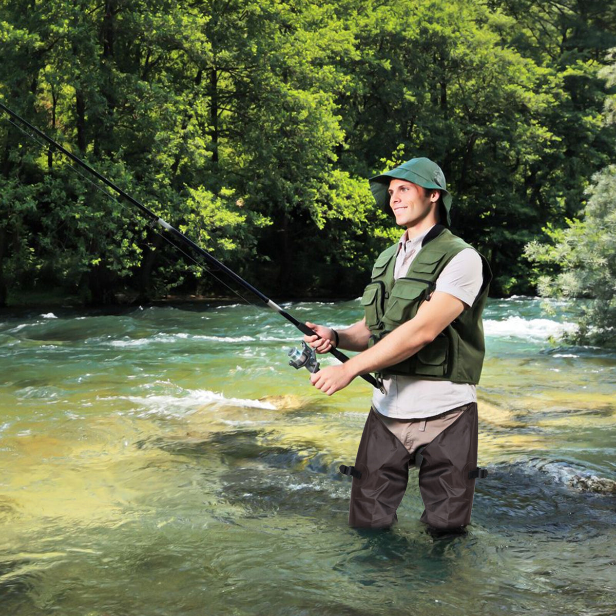 Men's Waterproof Hip Waders for Fishing and Hunting Lightweight Nylon PVC Boots
