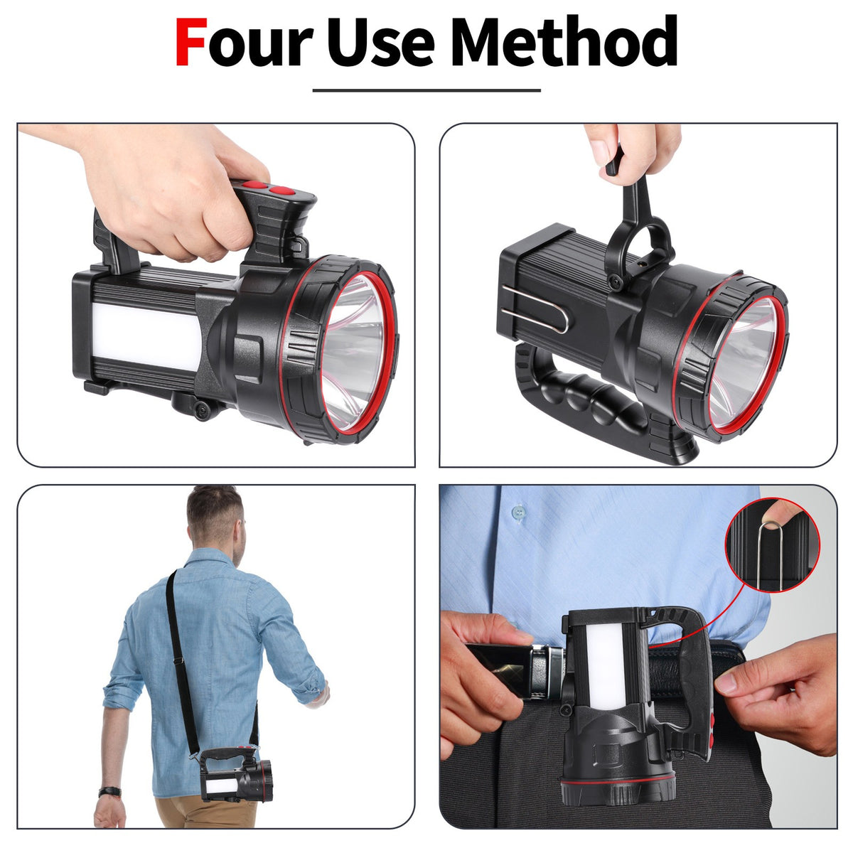 High Power Rechargeable LED Handheld Spotlight with Multiple Light Modes