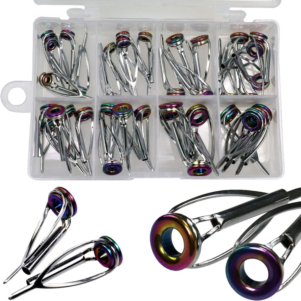 Fishing Rod Tip Repair Kit 40/75pcs Stainless Steel Guides with Ceramic Ring